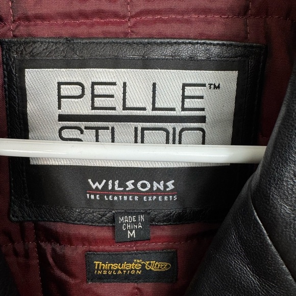 Wilsons Leather Pelle Studio Size Medium Jacket Black 4 Button Thinsulate Liner - Picture 3 of 12